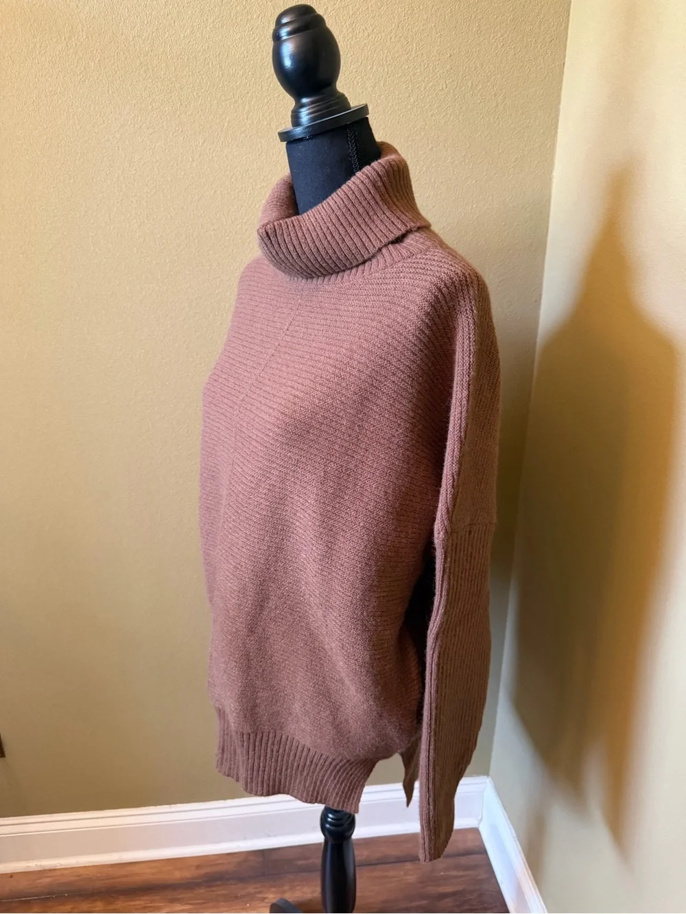 Brown Turtleneck Ribbed Sweater soft winter Medium casual dressy